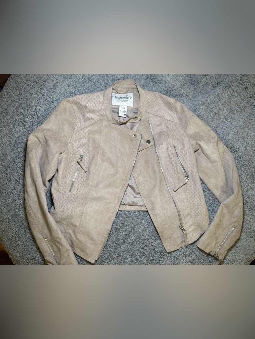 Blank NYC Women's Taupe Suede Moto Jacket